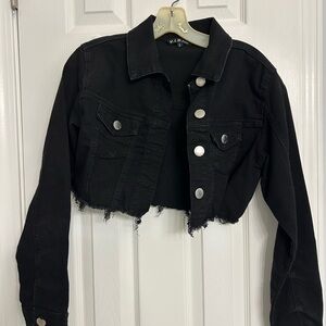 Black Denim Cropped Jacket